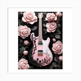 Rhapsody in Pink and Black Guitar Wall Art Collection 16 Art Print