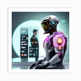 The Image Depicts A Stronger Futuristic Suit For Military With A Digital Music Streaming Display 14 Art Print