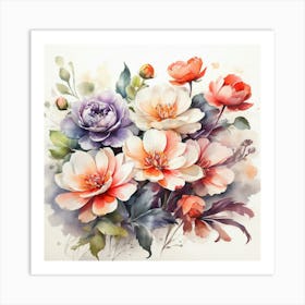 Watercolor Flowers Art Print