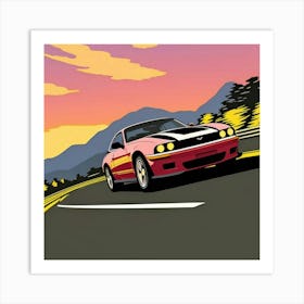 Sports Car Driving Down The Road Art Print