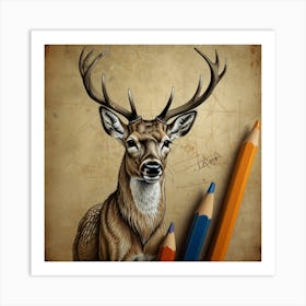 Deer Drawing 6 Art Print