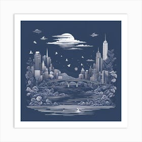 New York City At Night Art Print