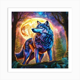 Wolf In The Moonlight Art Print