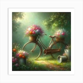 Flowers On A Bicycle 1 Art Print