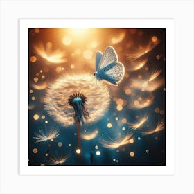 Butterfly On A Dandelion 1 Art Print