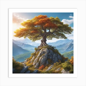 Lone Tree On The Mountain 1 Art Print