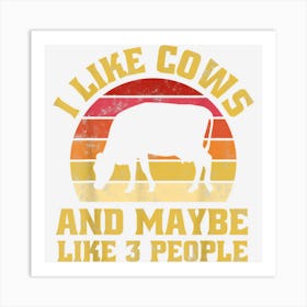 Funny Farm Animal Cow Lover Vintage Retro Sunset Cows Art Print