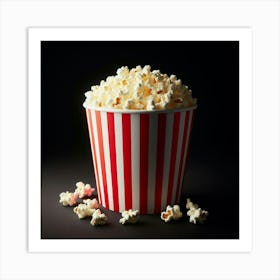 Popcorn On A Black Background Art Print