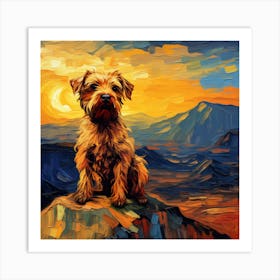 Dog At Sunset Art Print