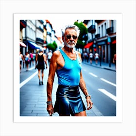 Old Man In Leather Skirt Art Print