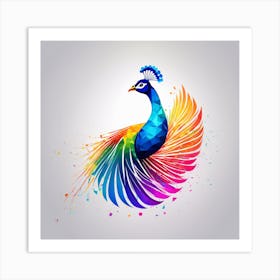 Colorful Peacock 2 Art Print