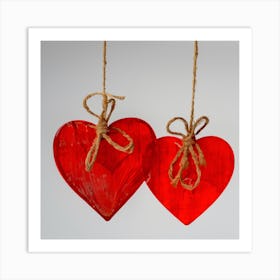 Two Red Hearts Art Print