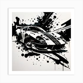 Black And White Car Painting 1 Art Print