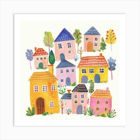 Watercolor Houses Art Print