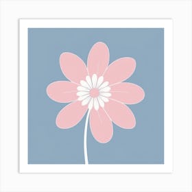 A White And Pink Flower In Minimalist Style Square Composition 723 Art Print