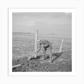 Tip Estes, Hired Man, Repairing A Fence, Near Fowler,Indiana By Russell Lee Art Print