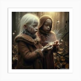 Two Little Girls In The Woods Art Print