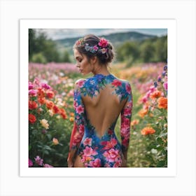 Flower Body Painting Art Print