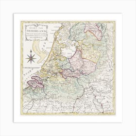 Kaart Van Nederland Met De Marsroutes Van Het Franse Leger (1792) Art Print