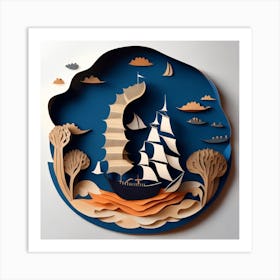 Paper art navy 03 Art Print