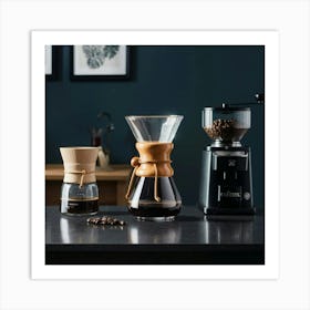 Coffee Maker And Coffee Beans Art Print