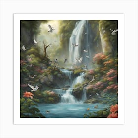 Waterfall In The Forest 3 Art Print