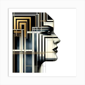 Head Silhouette - Abstract Line Art Illustration 57 Art Print