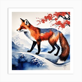 Fox In The Snow Art Print