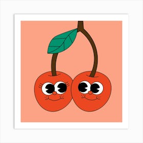 You And Me Retro Cherries Art Print