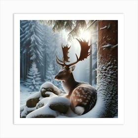 Deer In The Woods Art Print