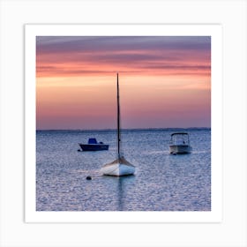 Sunset with Sailboat  Art Print