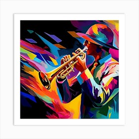 Jazz Musician Playing Trumpet 2 Art Print