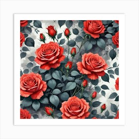 Red Roses Wallpaper Art Print