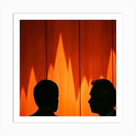 Silhouette Of Two Businessmen Art Print