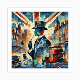 Abstract Puzzle Art English gentleman in London 13 Art Print