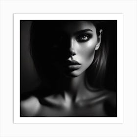 Beautiful Woman In Black And White 1 Art Print