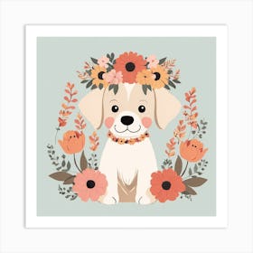 Floral Baby Dog Nursery Illustration (10) Art Print