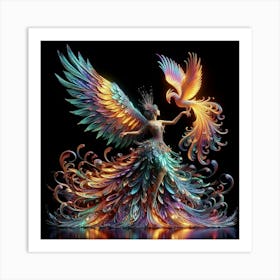 Fairy Dancing With A Phoenix 1 Art Print