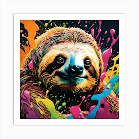 Sloth With Splatters Art Print