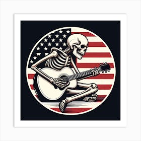 Skeleton Playing Guitar Art Print