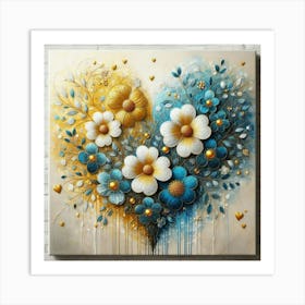 Heart shaped flowers acrylic art 10 Art Print