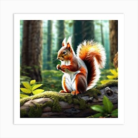 Red Squirrel In The Forest 64 Art Print