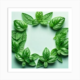 Green Leaves In A Circle Art Print