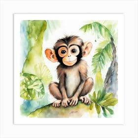 Monkey In The Jungle Art Print