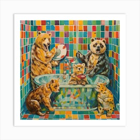 Bears In The Bath 4 Art Print