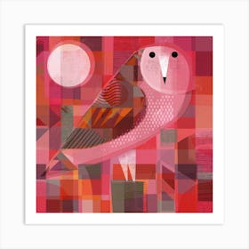Red Owl Square Art Print
