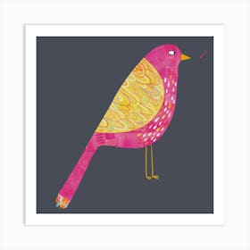 Pink Watercolor Bird Saying Something Salty in the Dark Art Print