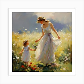 Loving Mother And Young Daughter Art Print