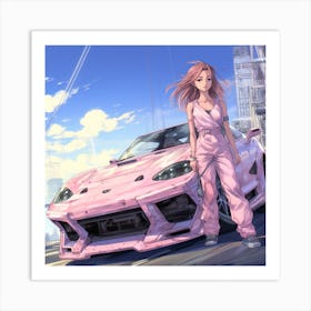 Pink Sports Car 1 Art Print