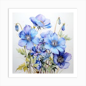 Blue Anemones Art Print